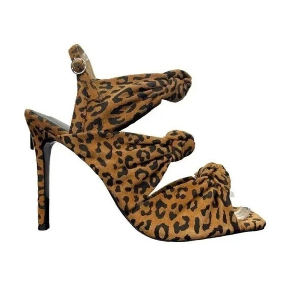 Charles Davidโ Vinnie Leopard-Print Leather Slingback Heel Sandals 8.5